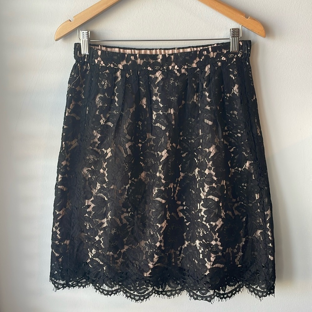 J. Crew Black Eyelash Trim‎ Lace Skirt